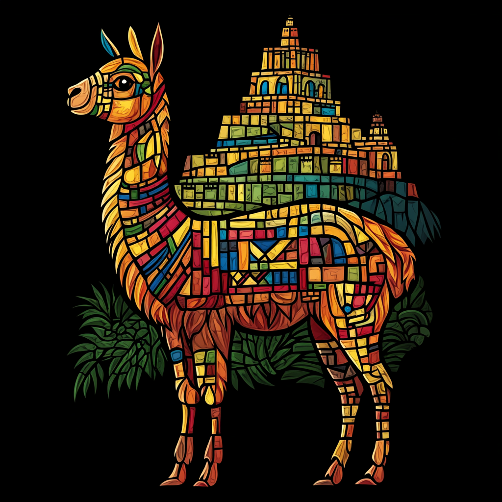 Abstract Llama and Ruins Diamond Art Kit