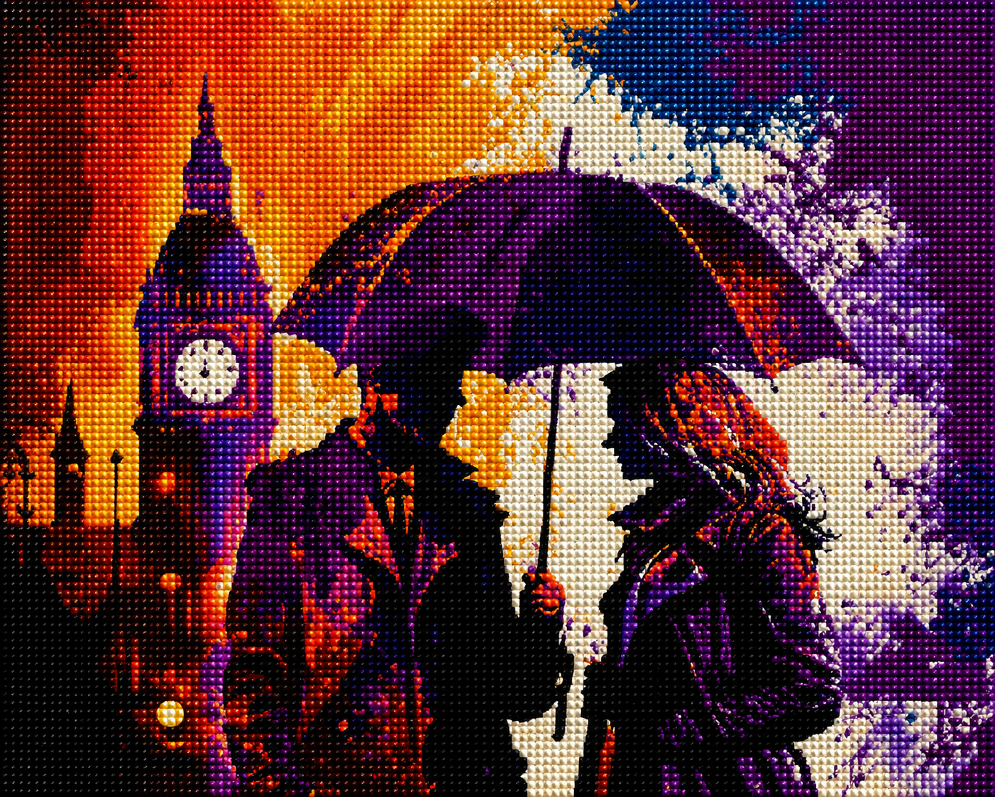 Abstract Man and Woman Umbrella Diamond Art Kit