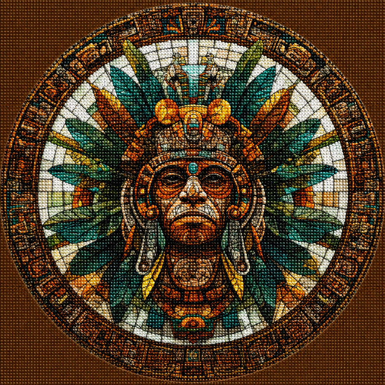 Abstract Mayan Mask Circle Diamond Art Kit
