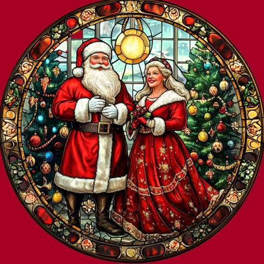 Abstract Mr. and Mrs Claus Circle Diamond Art Kit