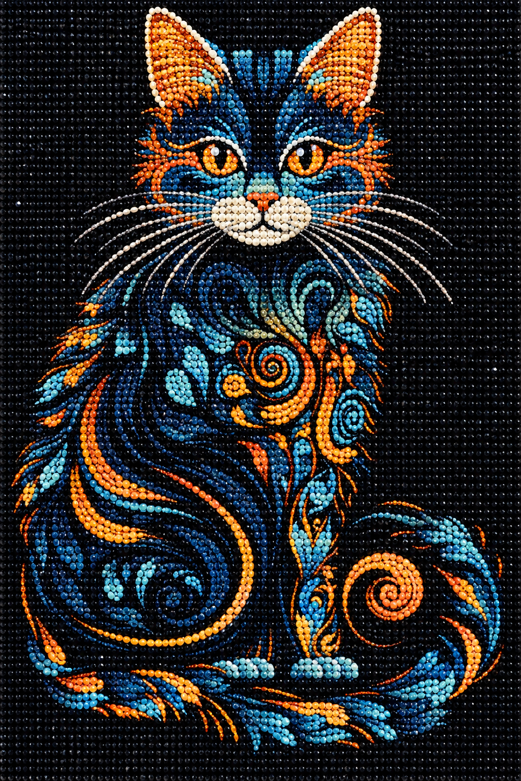 Abstract Orange Ear Cat Diamond Art Kit