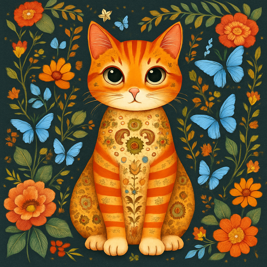 Abstract Orange Striped Tabby Cat Diamond Art Kit
