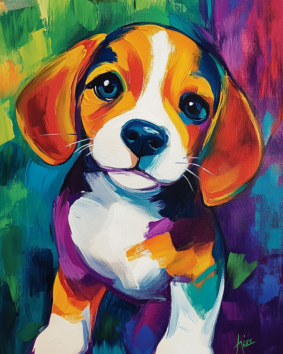 Abstract Painted Beagle Puppy Diamond Art Kit