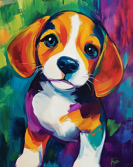 Abstract Painted Beagle Puppy Diamond Art Kit