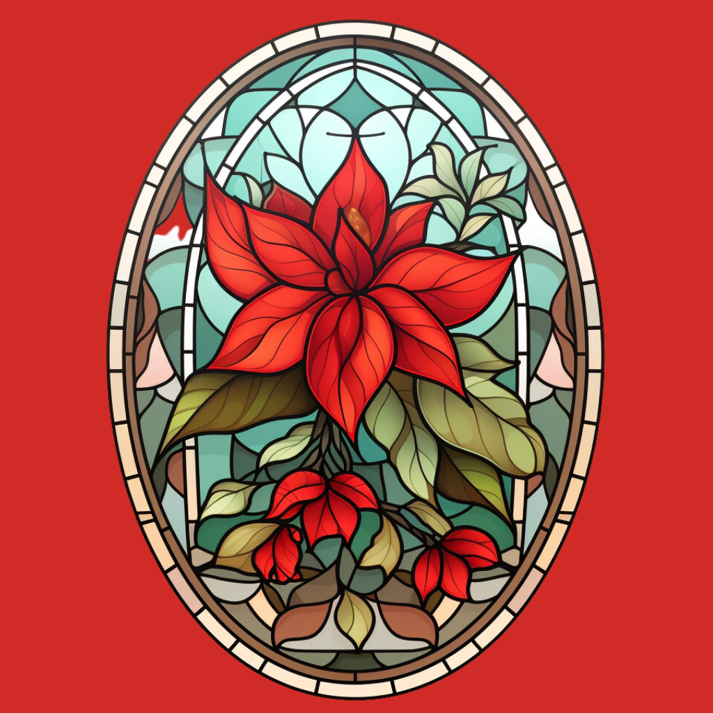 Abstract Poinsettia Oval Diamond Art Kit