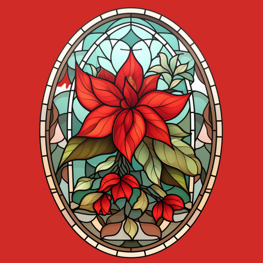 Abstract Poinsettia Oval Diamond Art Kit