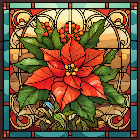 Abstract Poinsettia Square Diamond Art Kit