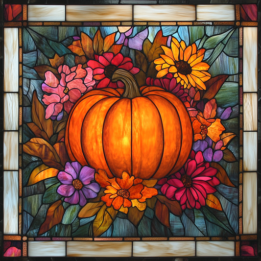 Abstract Pumpkin and Flower Square Diamond Art Kit