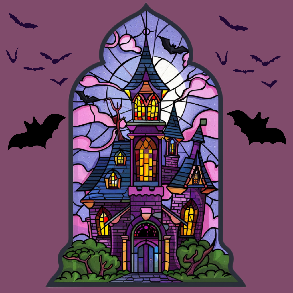 Abstract Purple Haunted House Diamond Art Kit