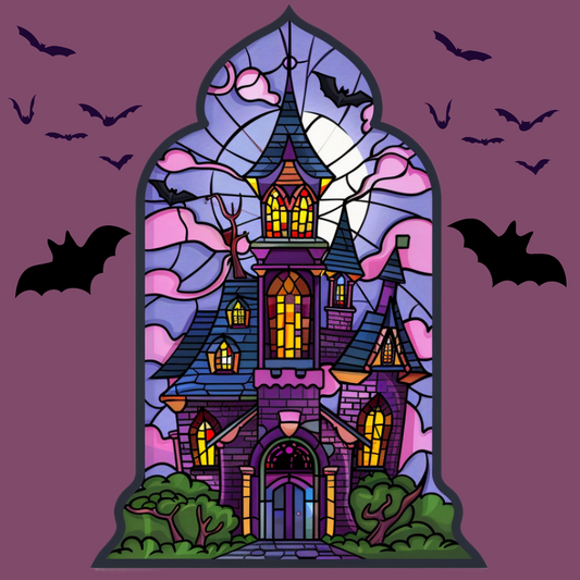 Abstract Purple Haunted House Diamond Art Kit