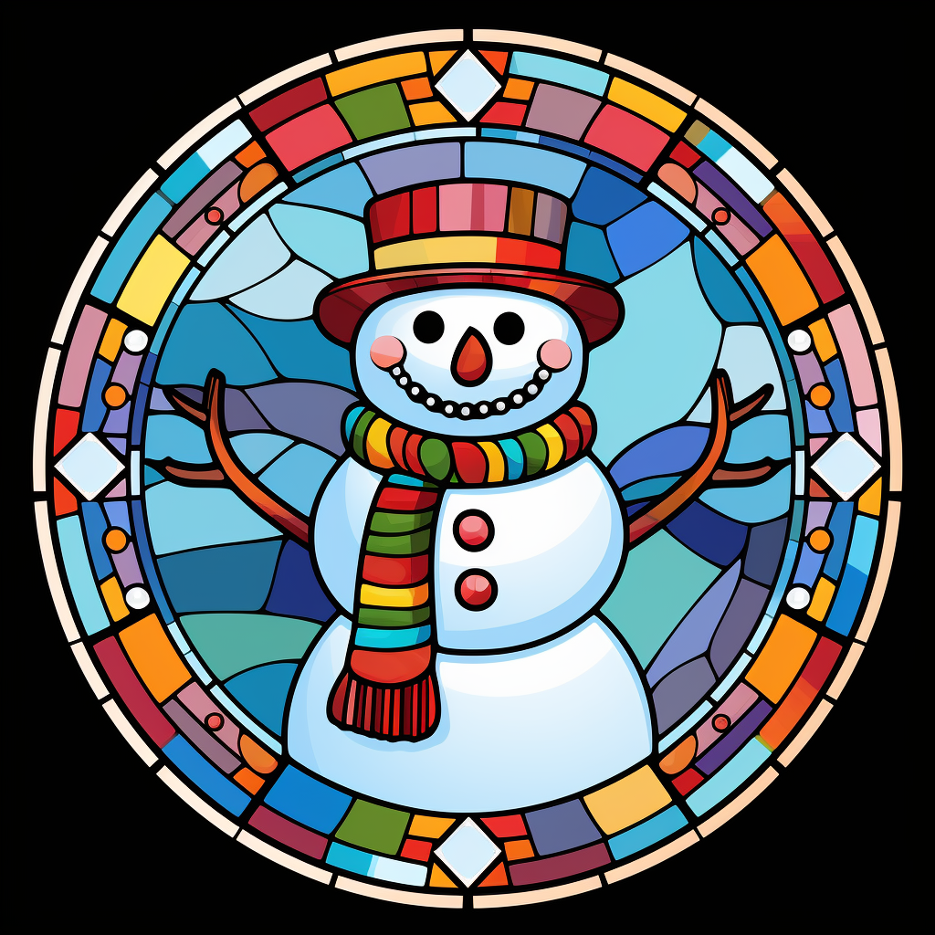 Abstract Rainbow Scarf Snowman Diamond Art Kit