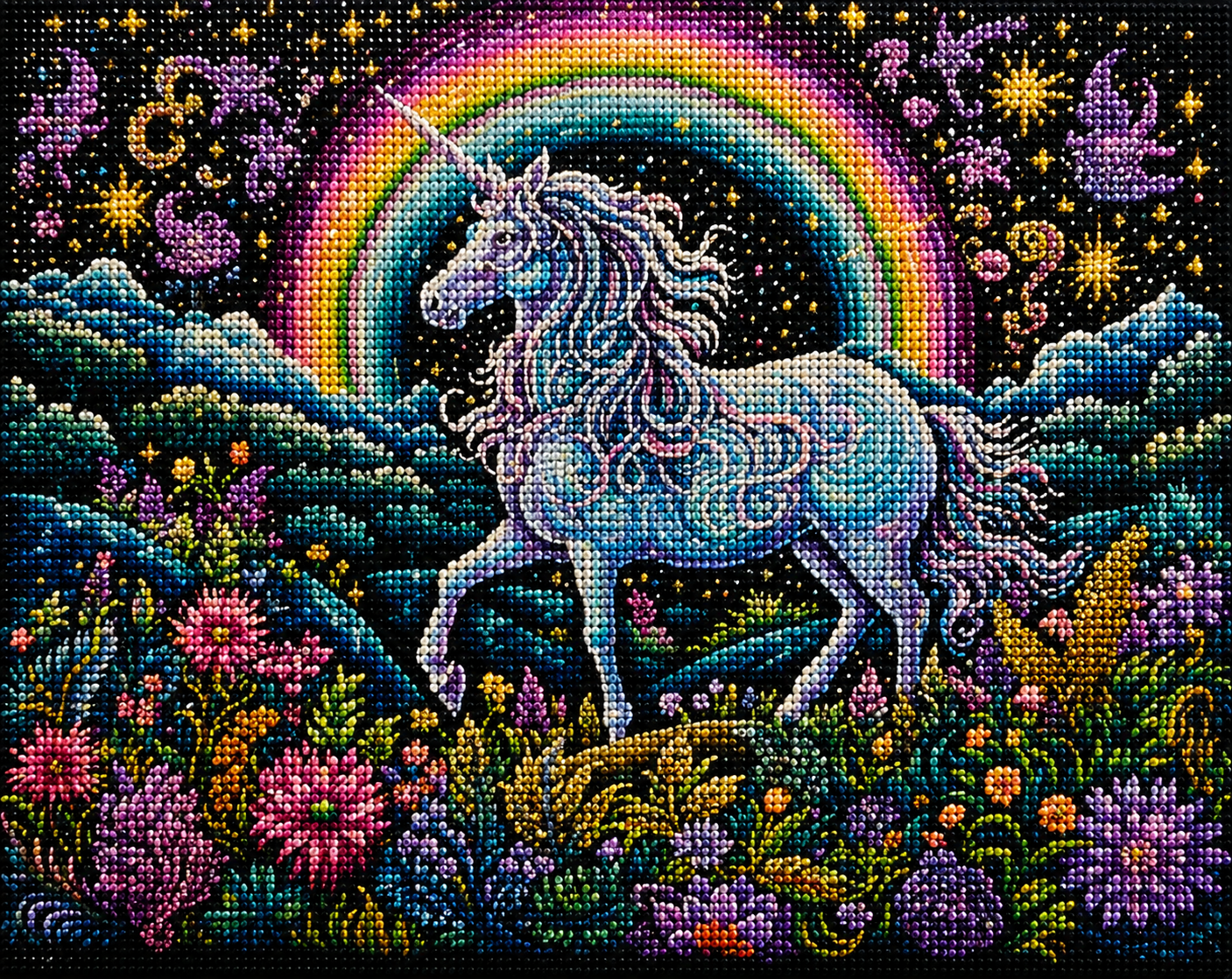 Abstract Rainbow Unicorn Diamond Art Kit