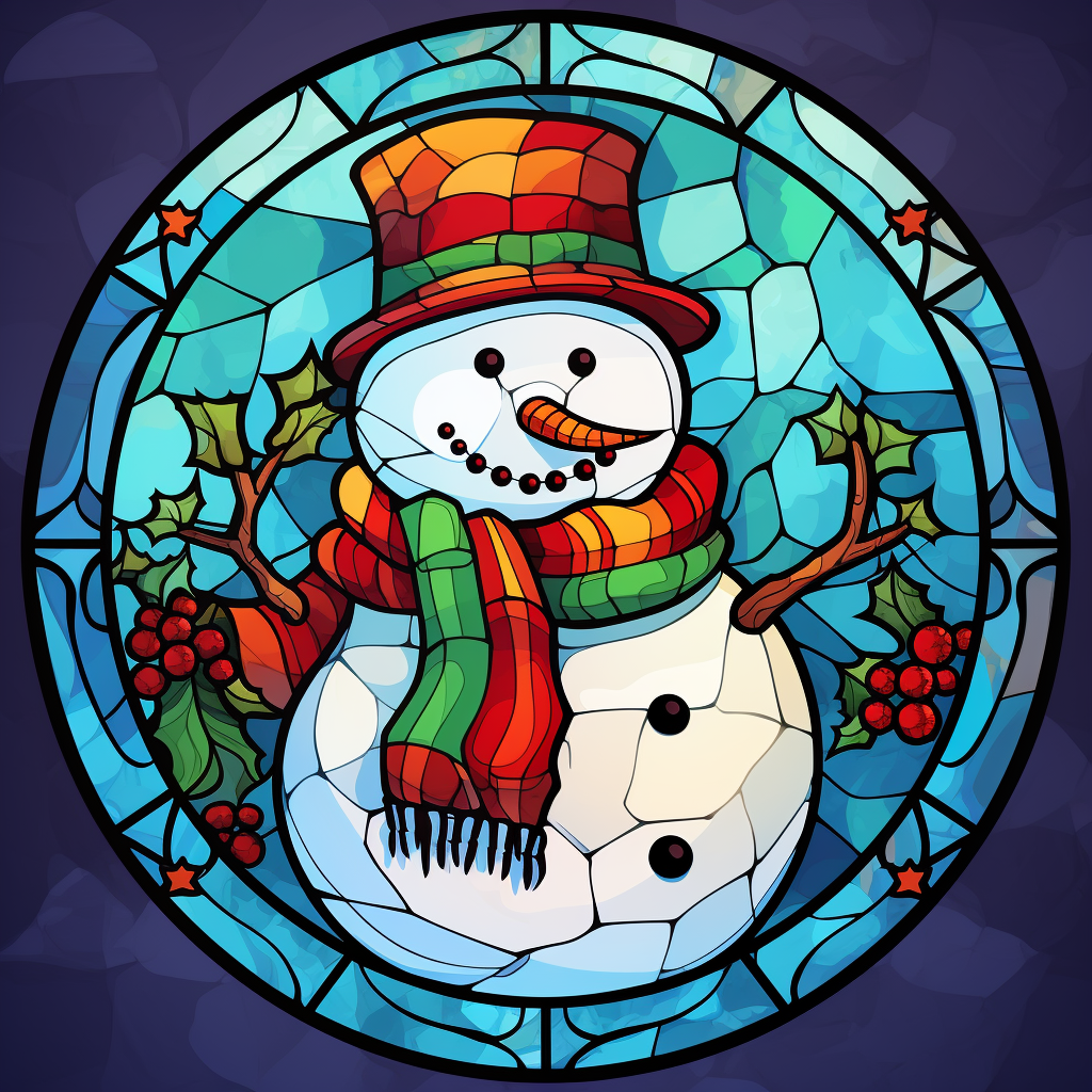 Abstract Red and Green Scarf Snowman Diamond Art Kit