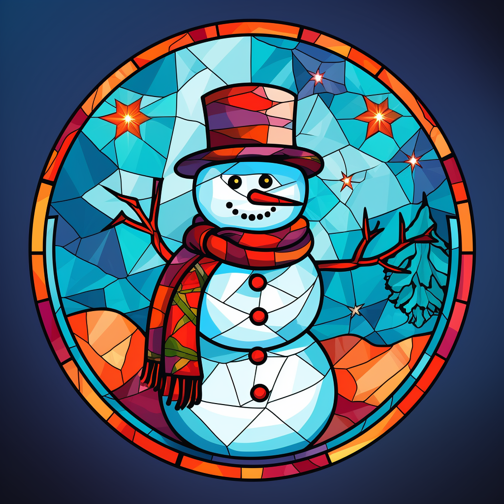 Abstract Red Hat Snowman Circle Diamond Art Kit