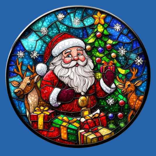 Abstract Santa and Reindeer Circle Diamond Art Kit