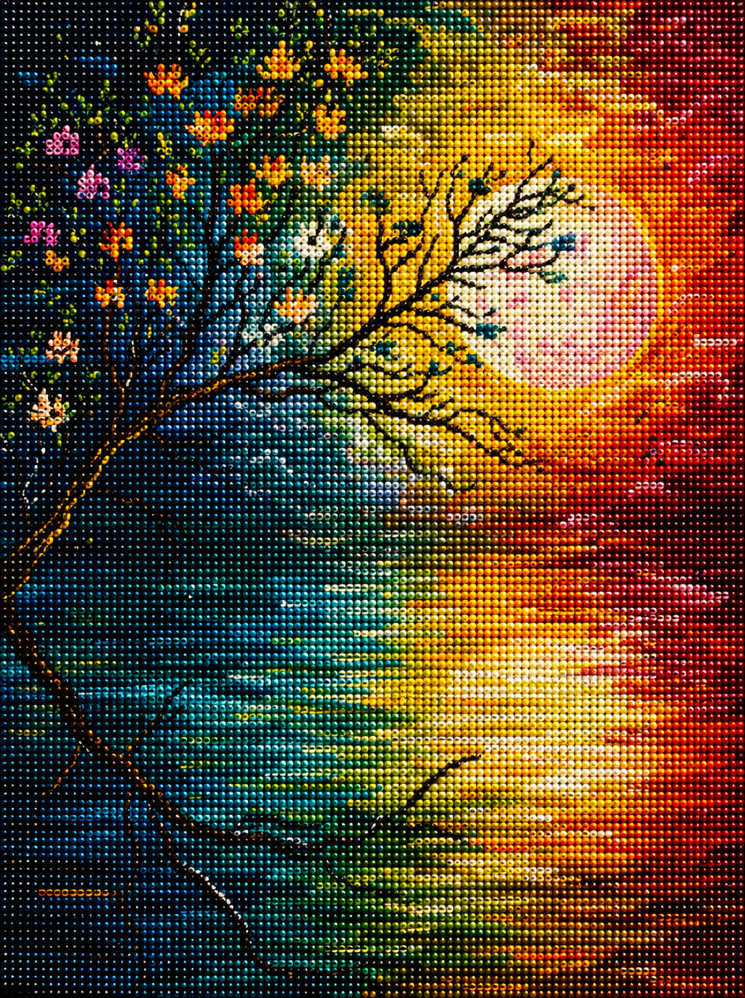 Abstract Sky, Water, And Moon Diamond Art Kit — diamond art kit canvas