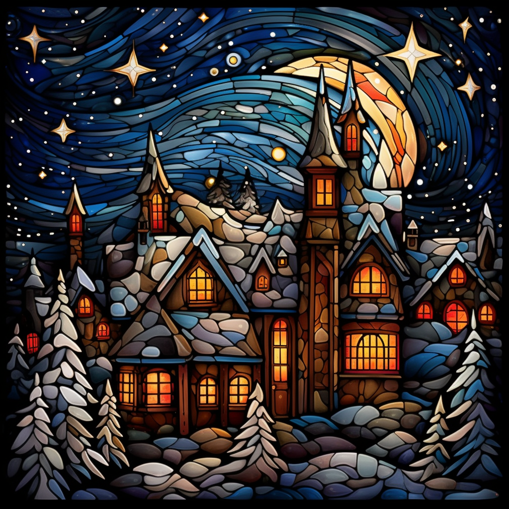 Abstract Snowy Lodge Diamond Art Kit