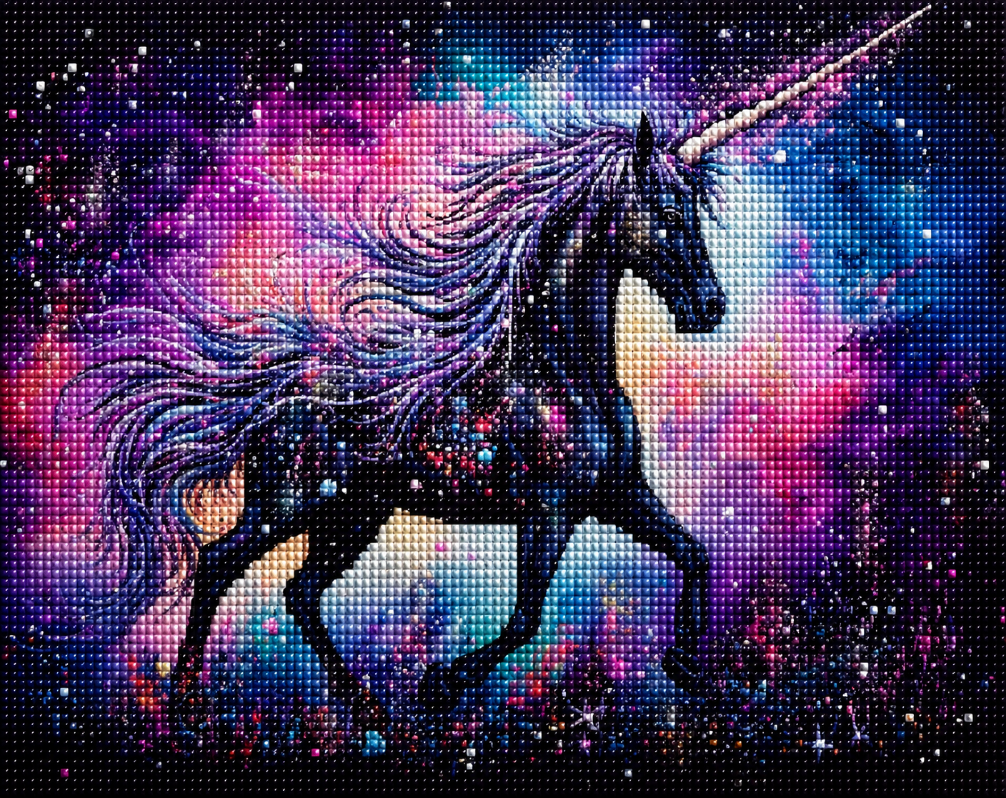 Abstract Splatter Black Unicorn Diamond Art Kit