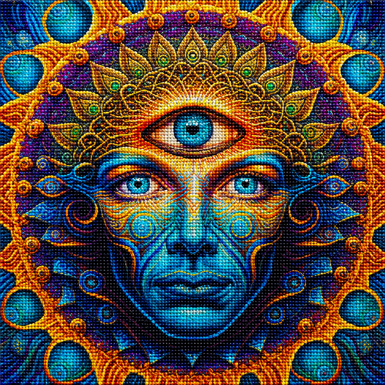 Abstract Three Eye Face Diamond Art Kit