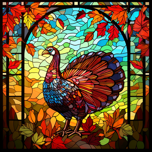 Abstract Turkey and Leaves Diamond Art Kit