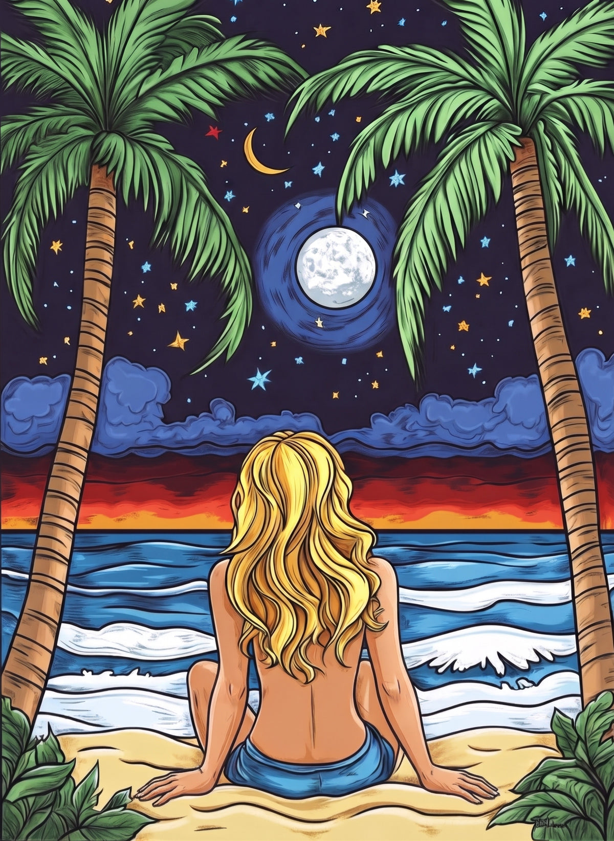 Abstract Two Palm Girl Diamond Art Kit