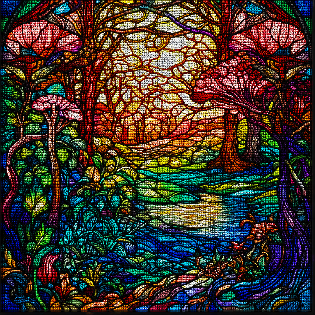 Abstract Water And Forest Diamond Art Kit — diamond art kit canvas