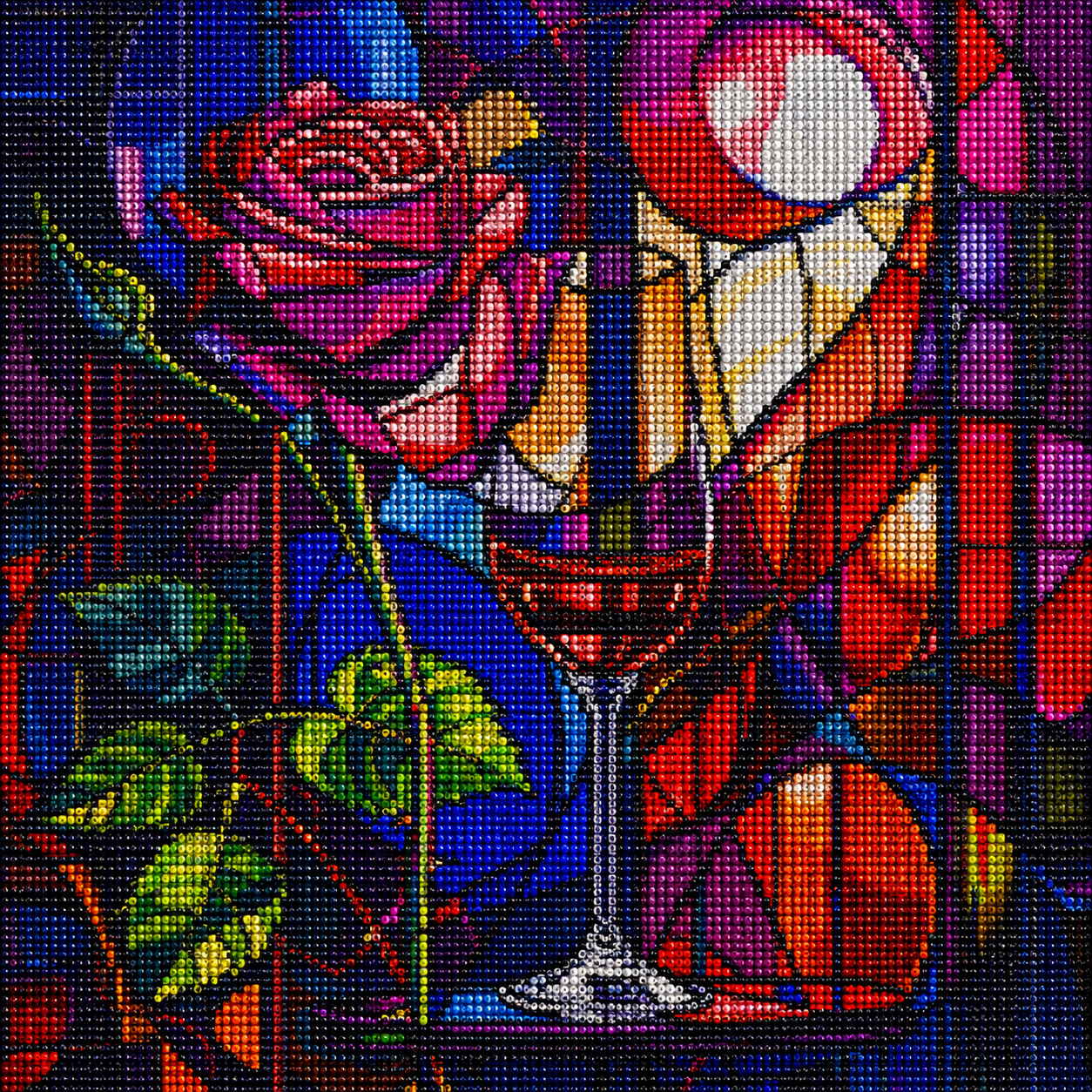 Abstract Wine And Rose Diamond Art Kit