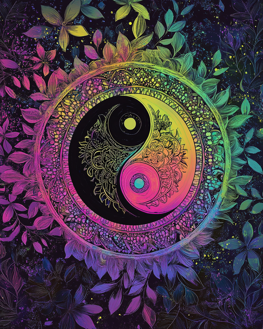 Abstract Yin and Yang Leaves Diamond Art Kit