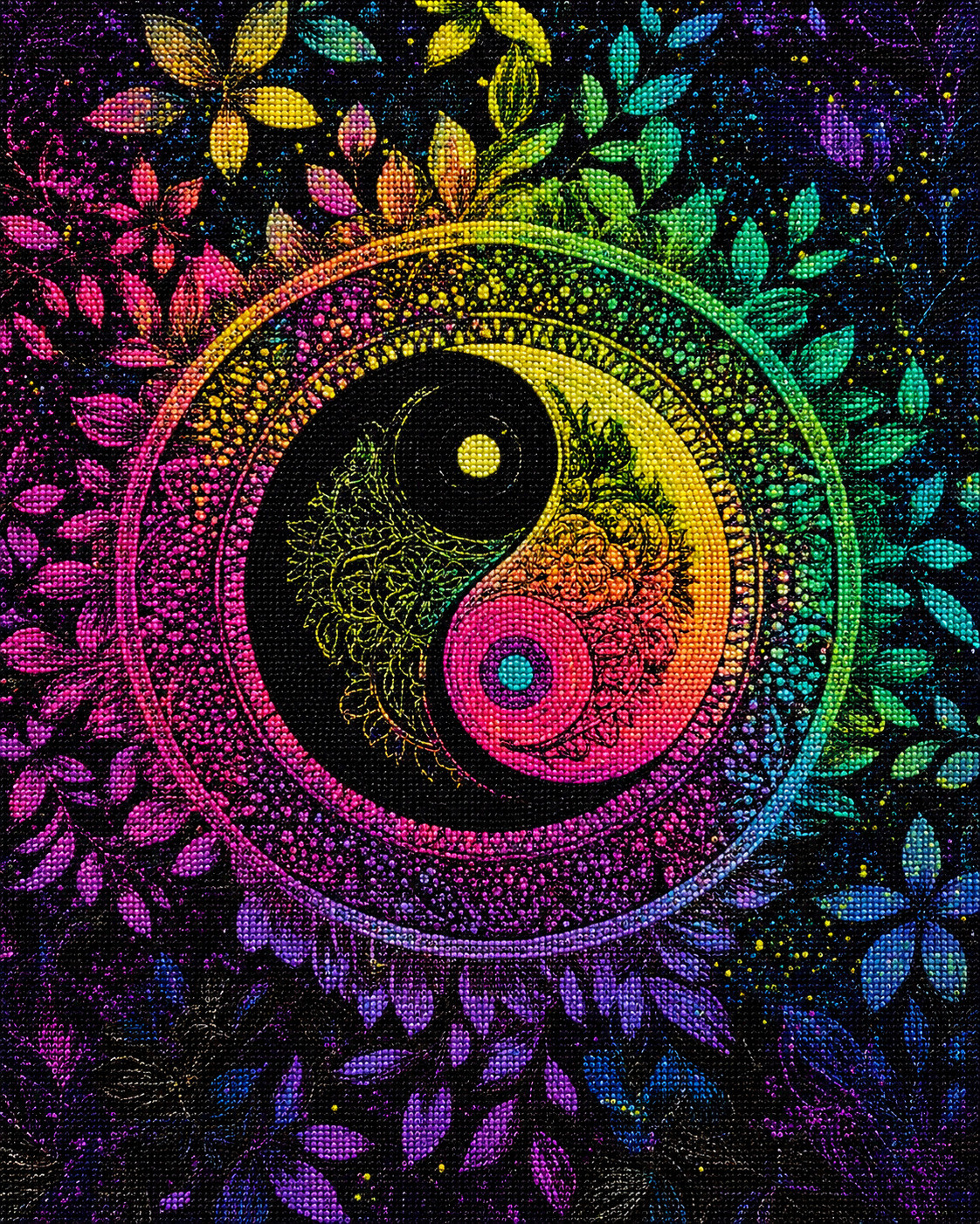 Abstract Yin And Yang Leaves Diamond Art Kit