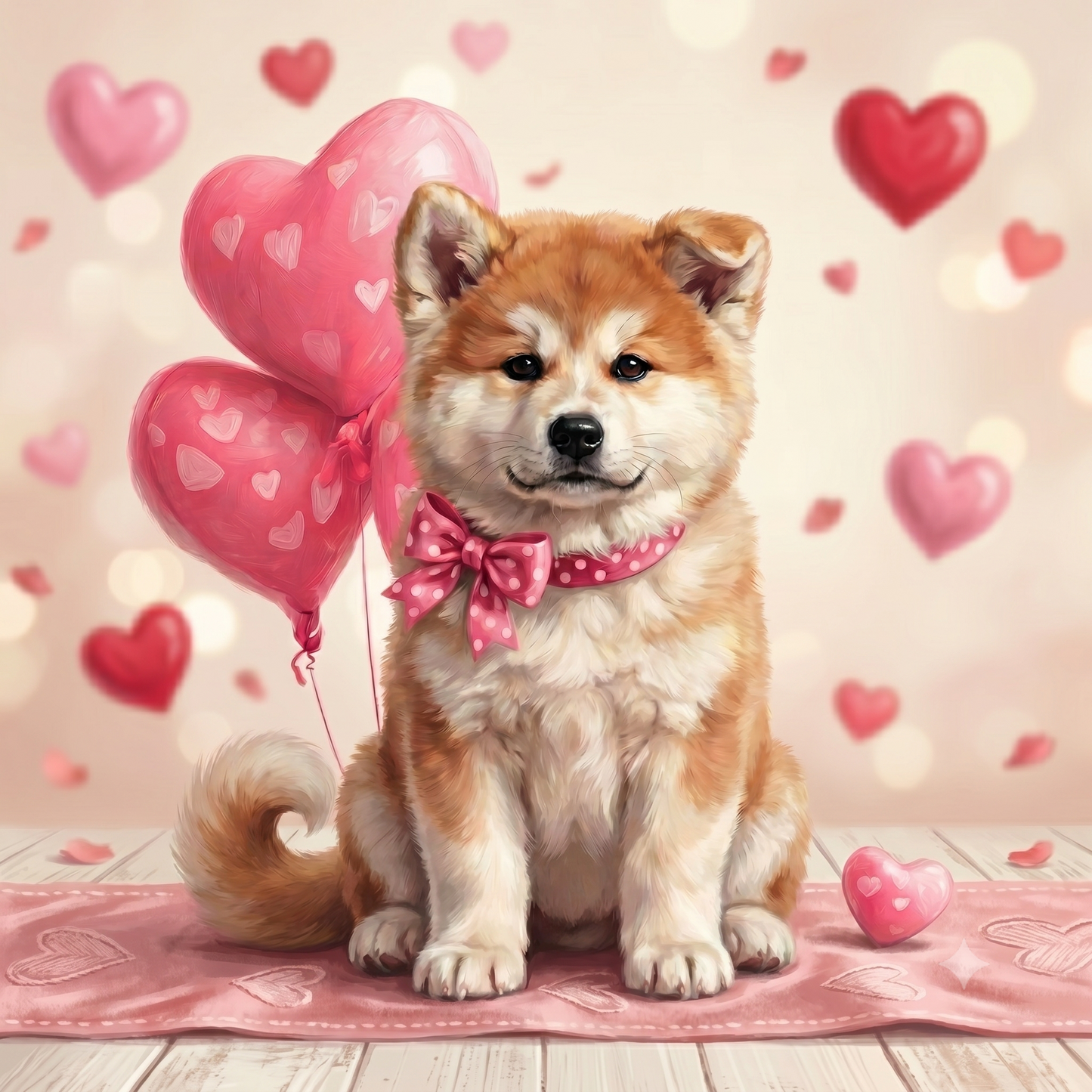 Akita Happy Valentines Day Diamond Art Kit
