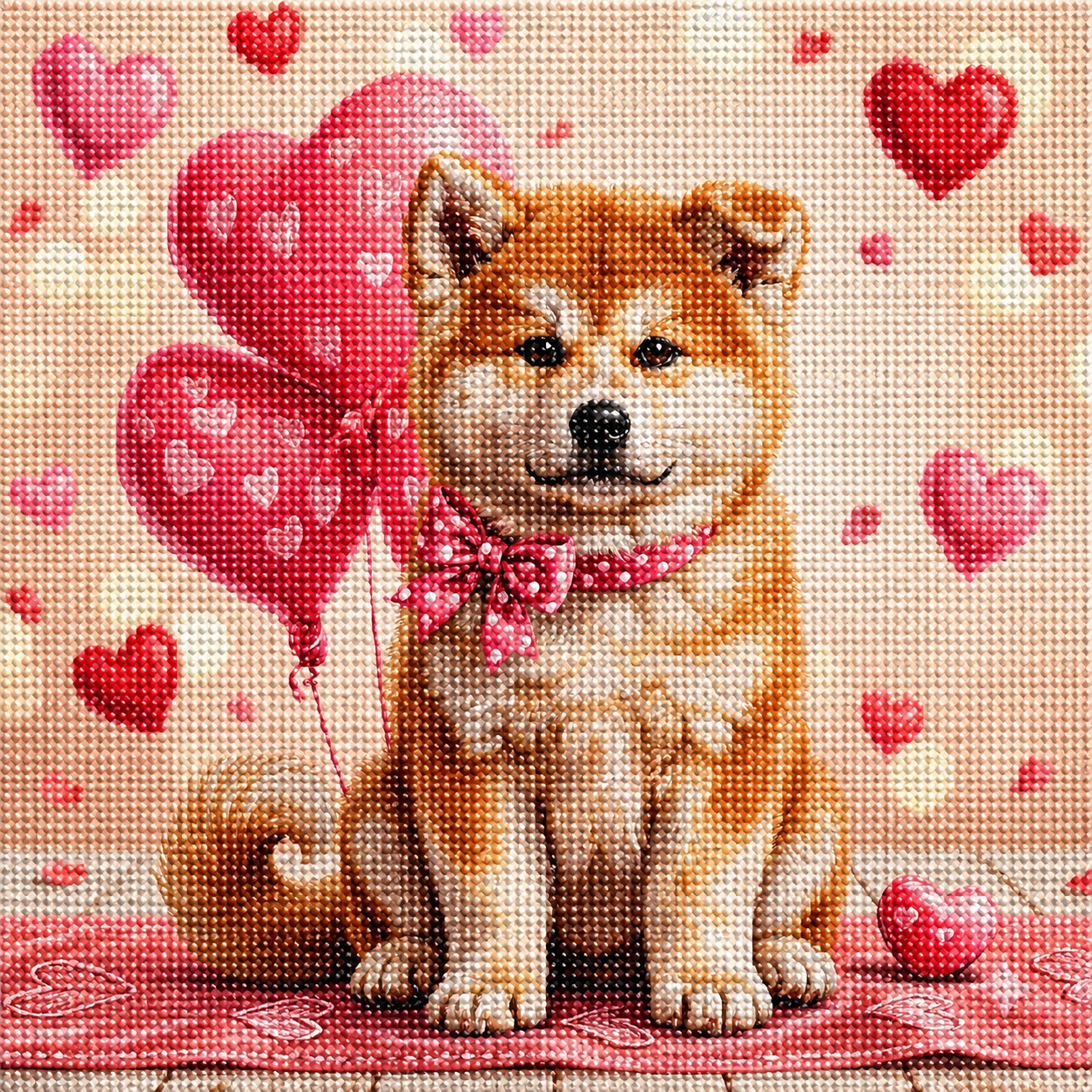 Akita Happy Valentines Day Diamond Art Kit