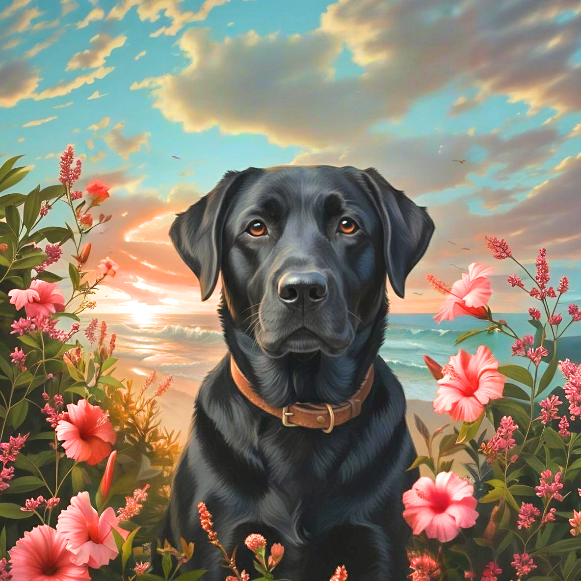 Aloha Black Labrador Retriever Diamond Art Kit