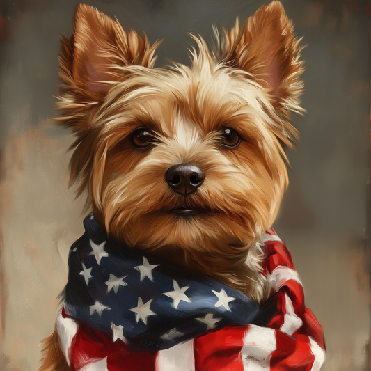 American Flag Yorkie Diamond Art Kit