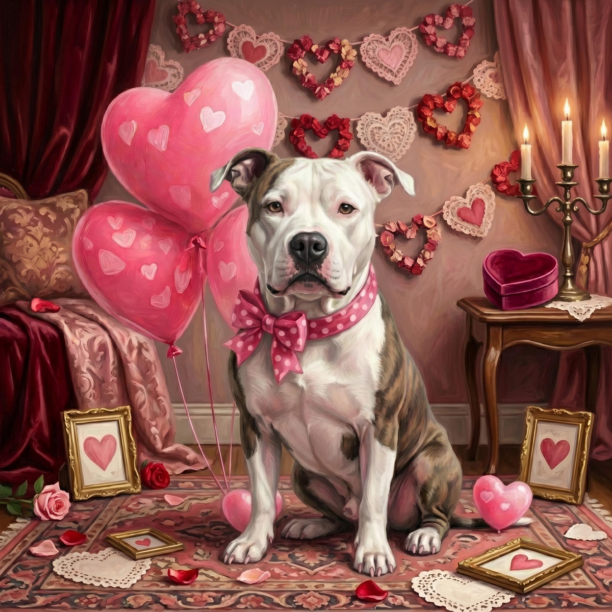 American Pitbull Happy Valentines Day Diamond Art Kit