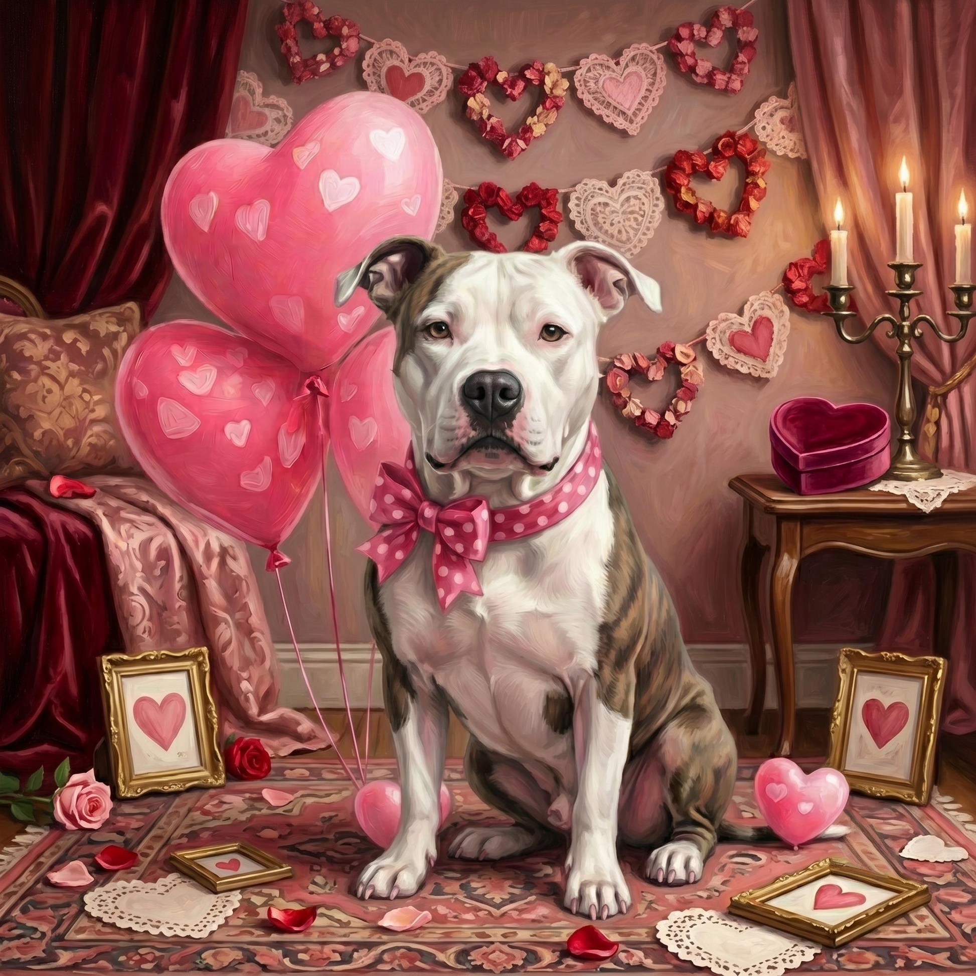 American Pitbull Happy Valentines Day Diamond Art Kit