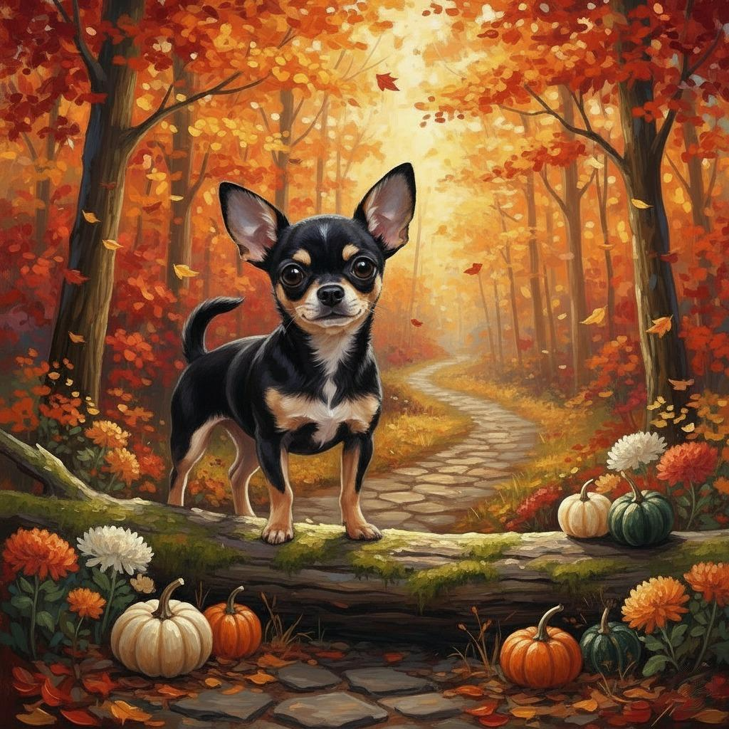 Autumn Forest Chihuahua Diamond Art Kit