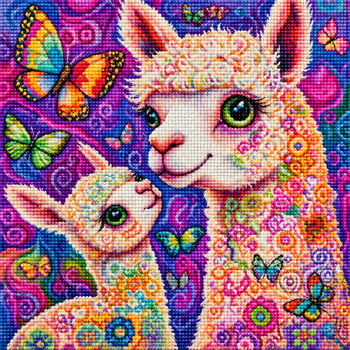 Baby And Mother Abstract Alpacas Diamond Art Kit