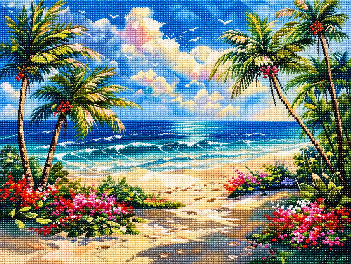Beach Sand And Flowers Diamond Art Kit