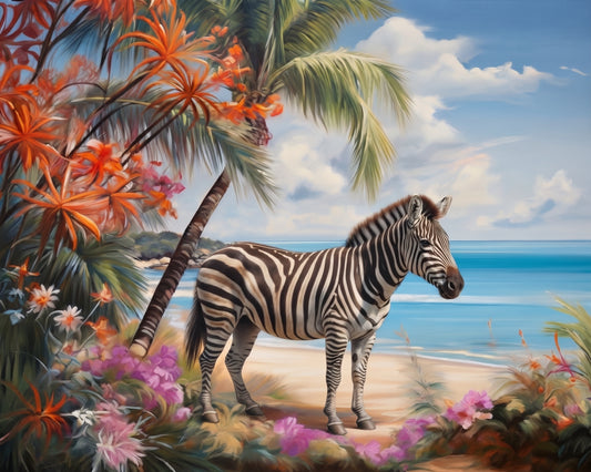 Beach Zebra Diamond Art Kit