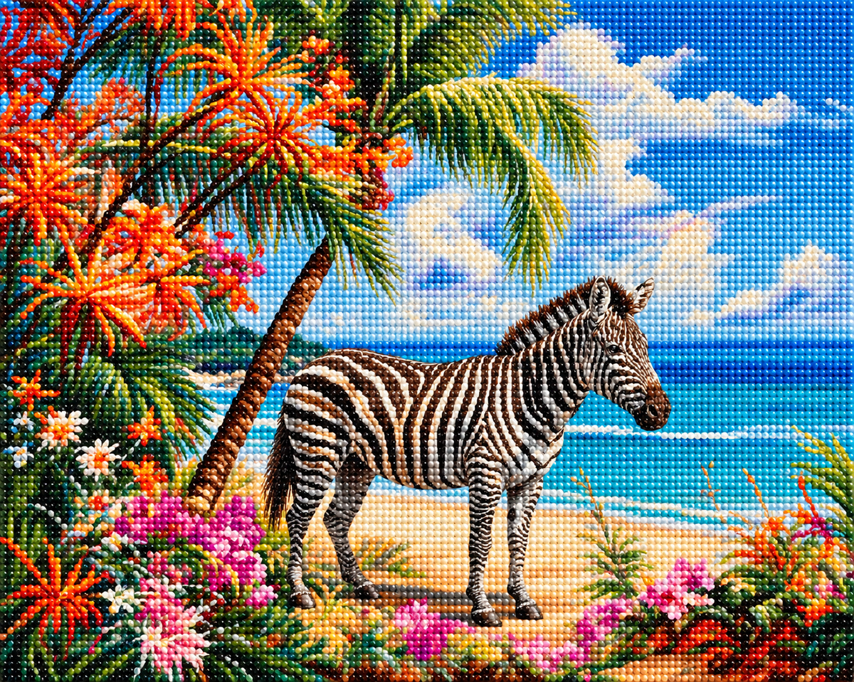Beach Zebra Diamond Art Kit