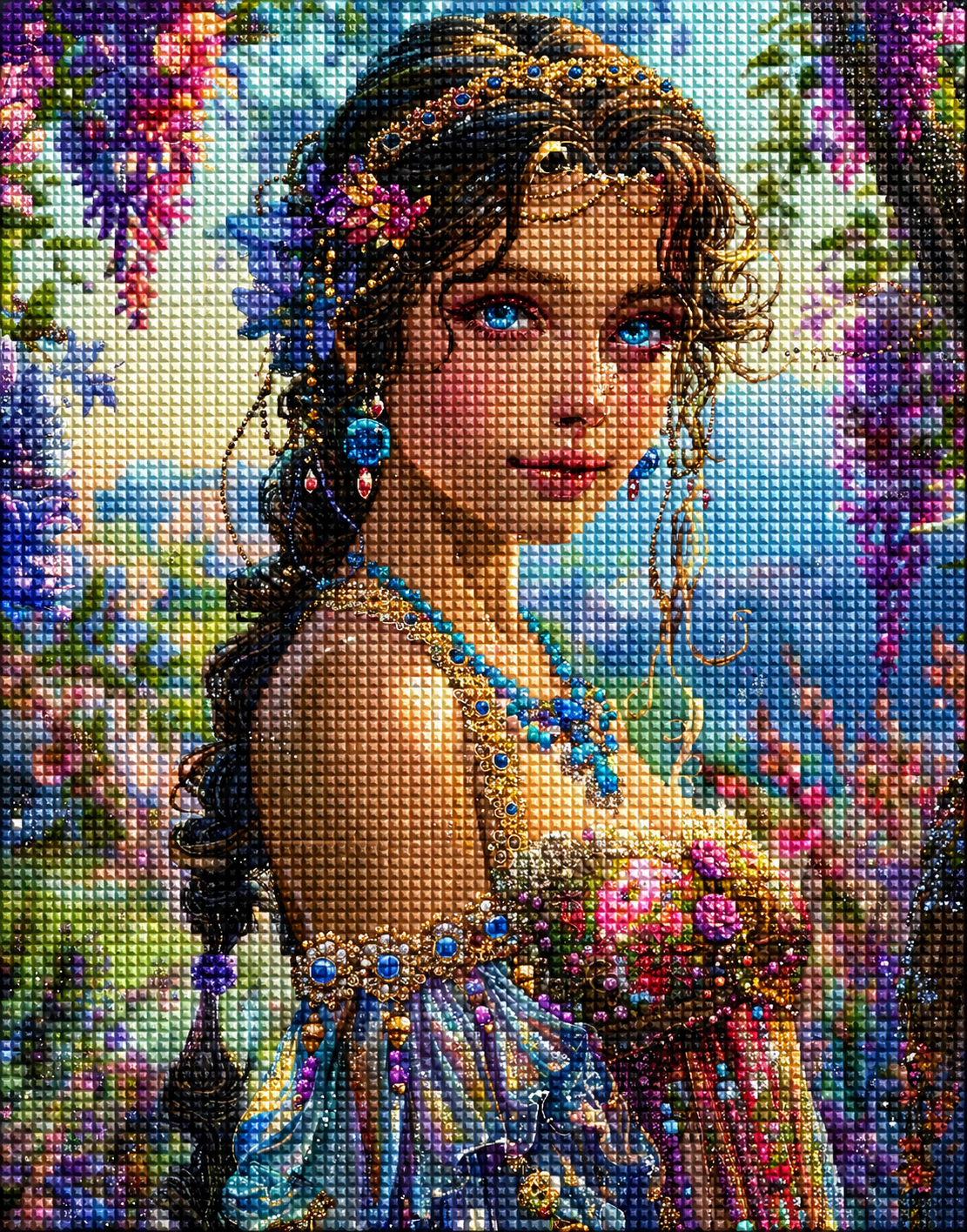 Beads And Flowers Girl Diamond Art Kit