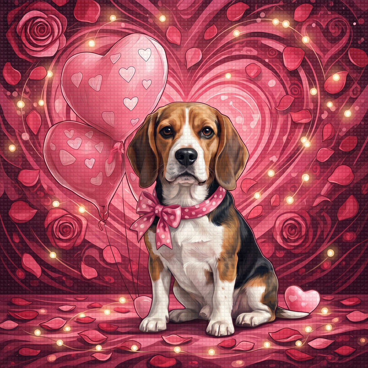 Beagle Happy Valentines Day Diamond Art Kit