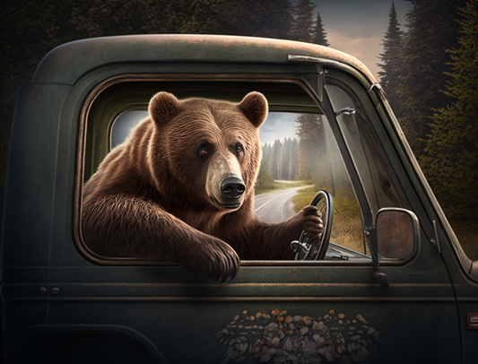 Driving Bear Diamond Art Kit