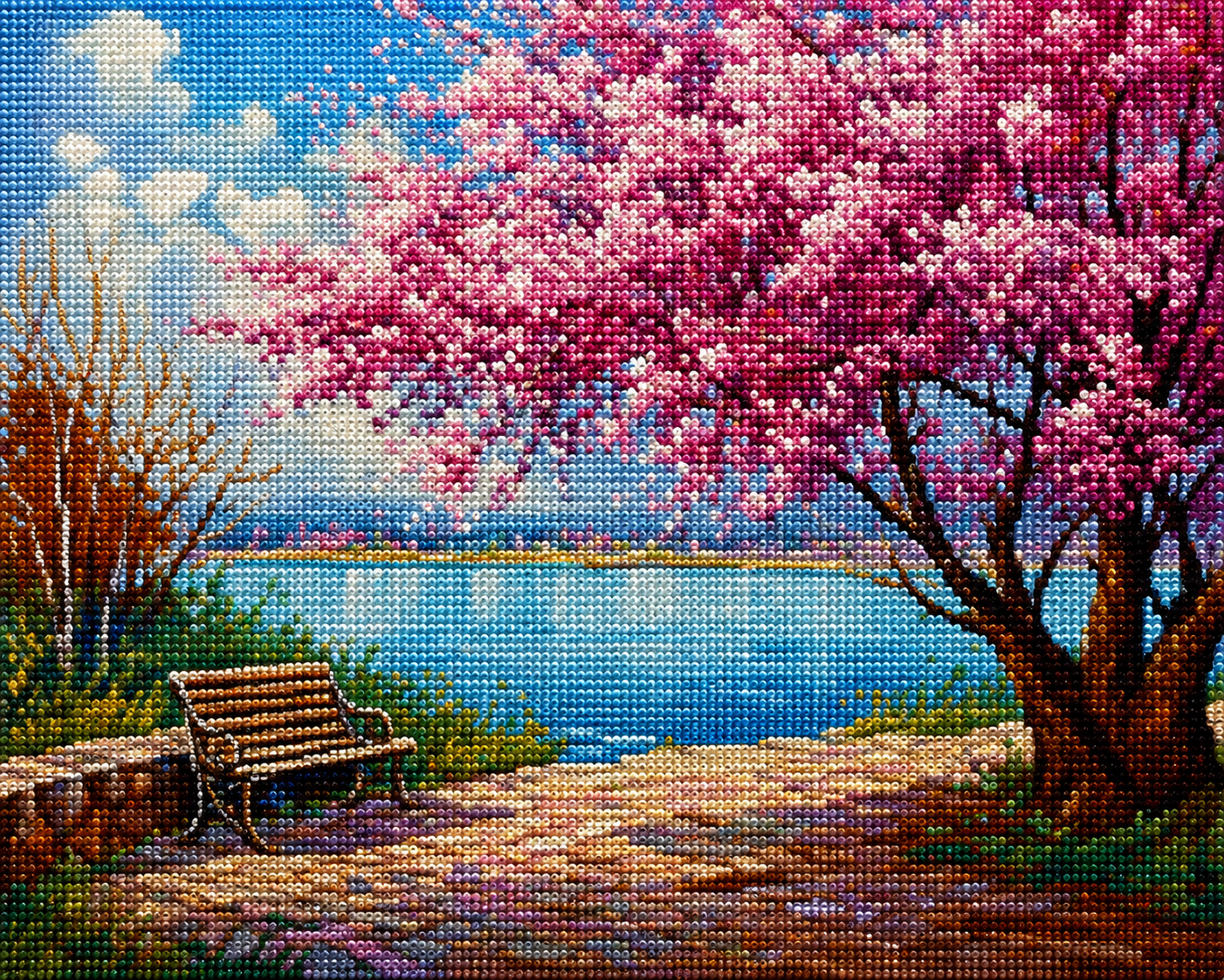 Bench Under The Cherry Tree Diamond Art Kit