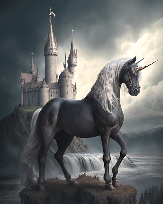 Black Unicorn Castle Diamond Art Kit