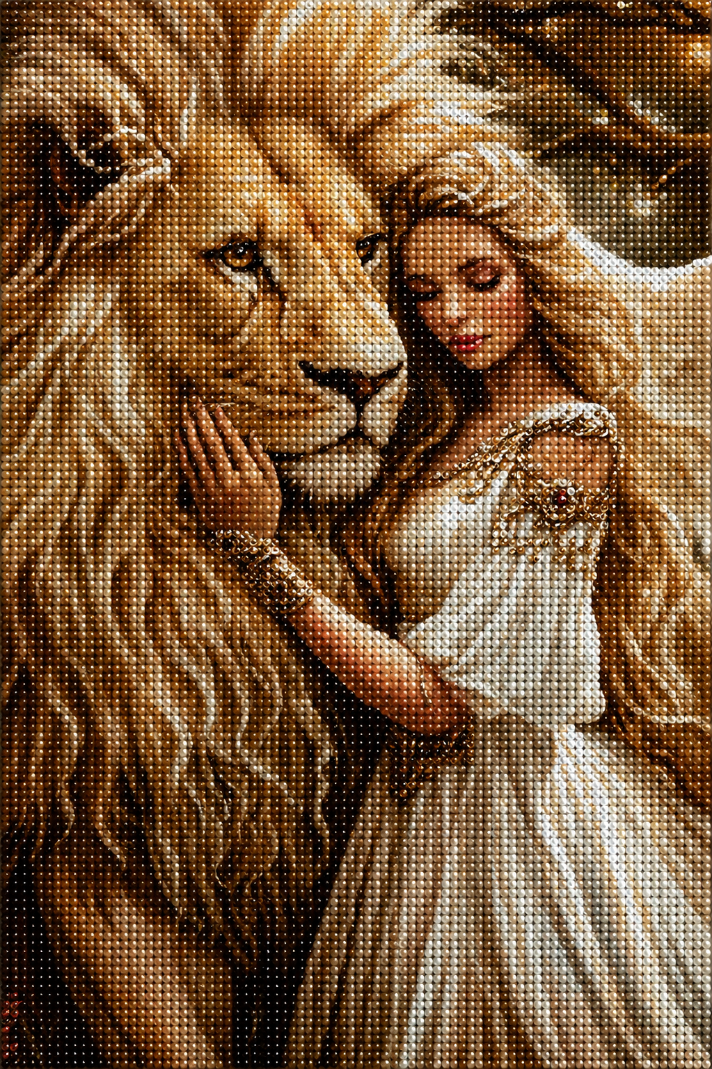 Blonde Girl And Lion Diamond Art Kit — diamond art kit canvas