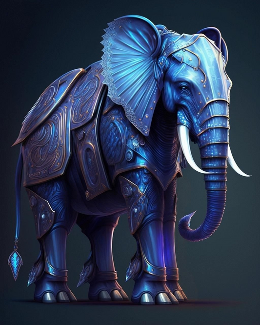 Blue Armor Elephant Diamond Art Kit