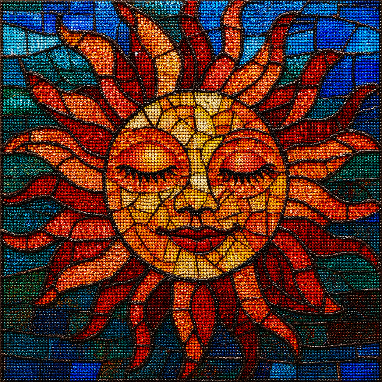 Blue Background Abstract Sun Diamond Art Kit — diamond art kit canvas