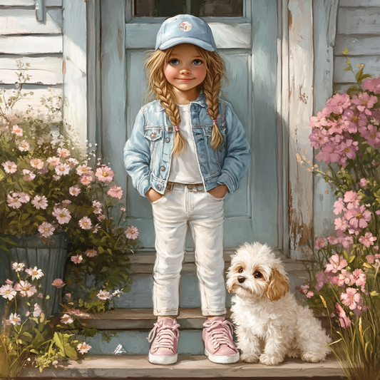 Blue Ball Cap Girl Diamond Art Kit