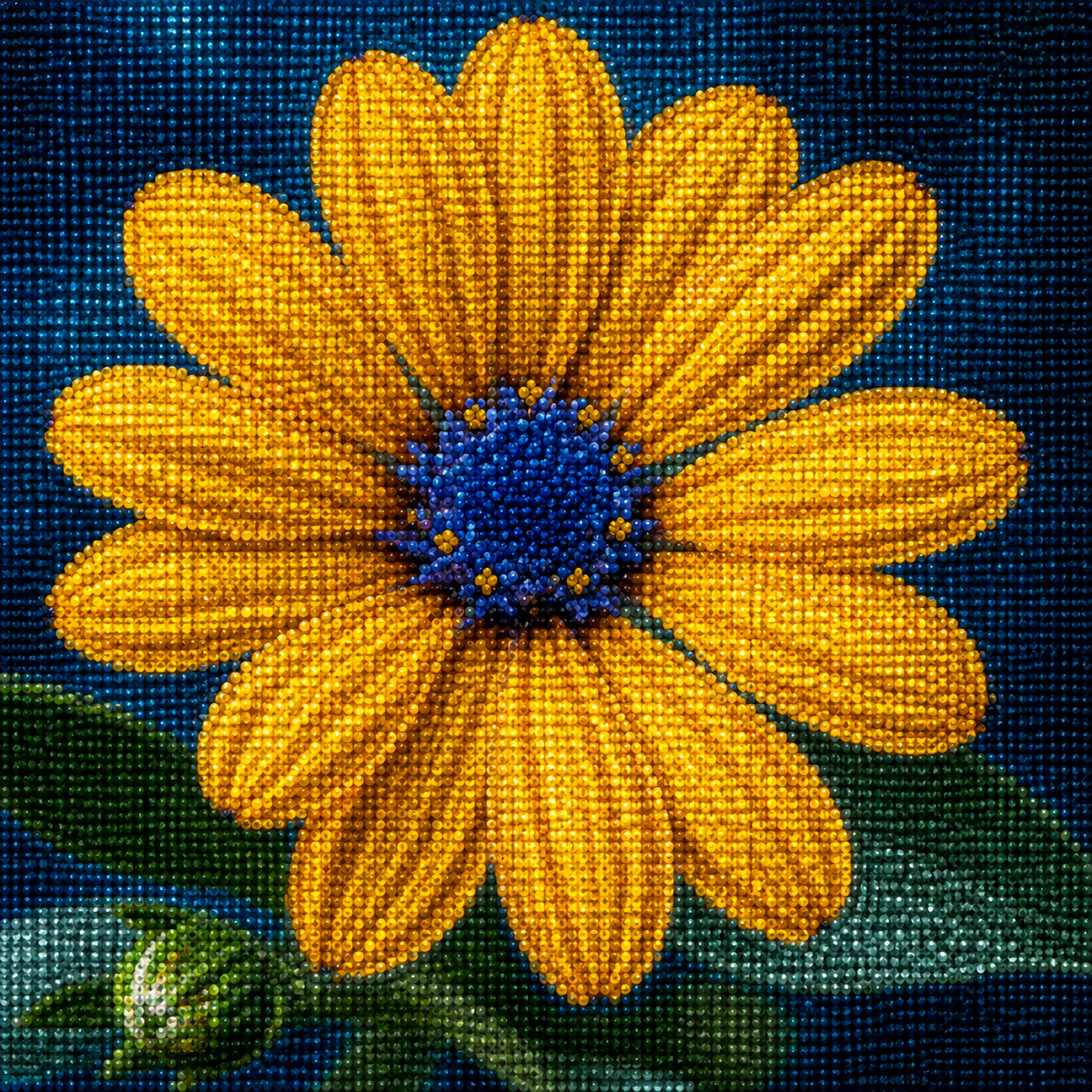 Blue Center Yellow Flower Diamond Art Kit — diamond art kit canvas